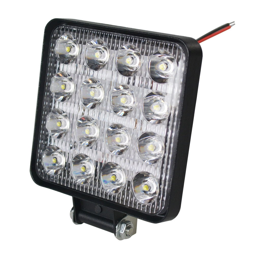 9-30V 16LED 4" LED Fog Light 6000K 12V 24V 48W Square Driving Car Offroad 4inch 3030 48W LED Work Light for Boat Tractor Truck