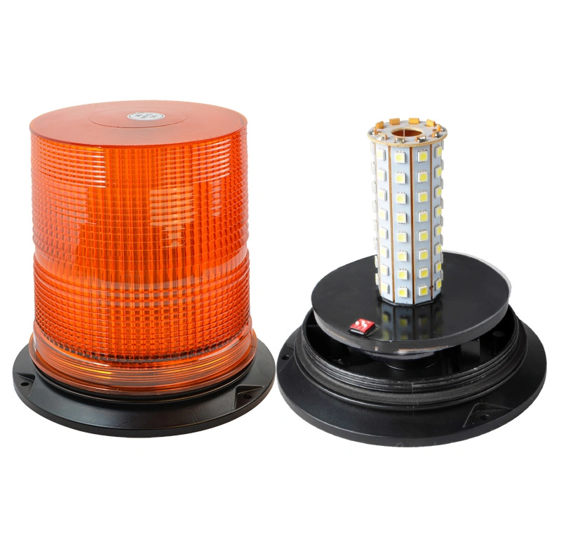 Super Bright DC10-48V LED Rotary Lamp Heavy Duty Vehicle Mining Area Warning Light LED Beacon Amber 7" PC Lens Class 1 4200