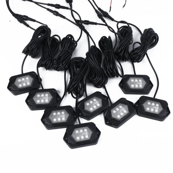 Iluminação automotiva IP68 à prova d'água LED Rock Lights 8 pods White Rock Lights com 18 meses de garantia