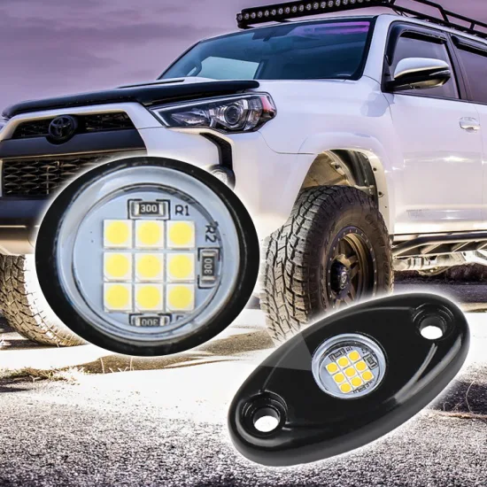 Vendas imperdíveis 9W cápsula única cor única 4 cápsulas Neon 12V à prova d'água Underglow Underbody Kit LED Rock Light para caminhão fora de estrada