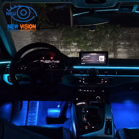 Acessórios para carro Luz ambiente LED Interior do carro RGB Aplicação remota Acrílico Controle Fibra Auto Foot Center Console Porta Luzes decorativas