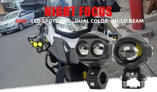 Acessórios do sistema de iluminação da motocicleta Luz auxiliar LED Projetor de 3 polegadas Farol de nevoeiro Farol alto baixo Luz de direção dupla colorida